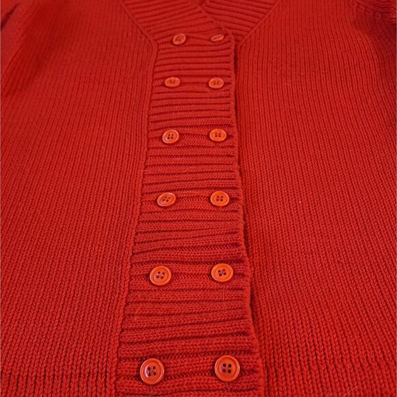 Vtg 60s 70s Sears Red Double Breasted Grandmacore Mod Knit Sweater Bell Sleeve S - Picture 3 of 6